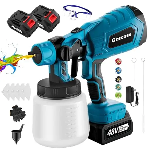 Greraes cordless blue paint sprayer with two batteries
