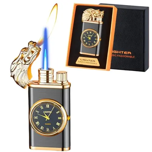 Black dragon-shaped lighter with dual flame modes