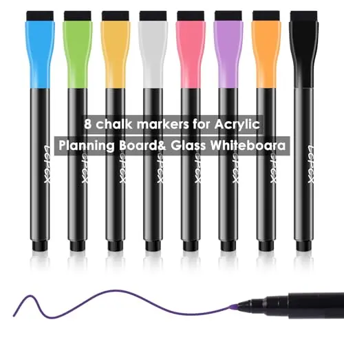 LCPCX magnetic dry erase markers with eraser caps in multiple colors