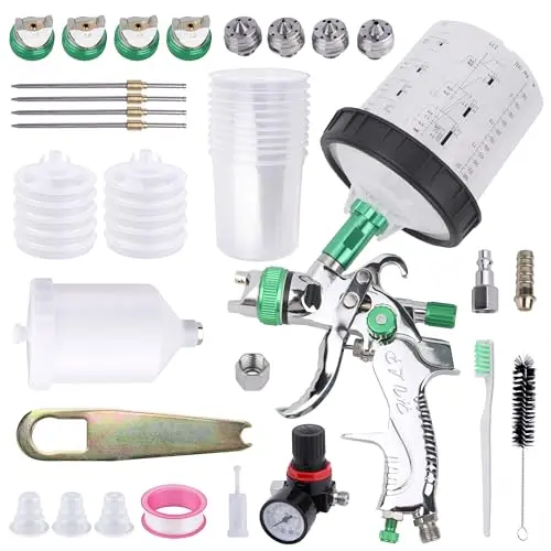 Zeinlenx HVLP spray gun kit with 4 nozzles and disposable cup liners