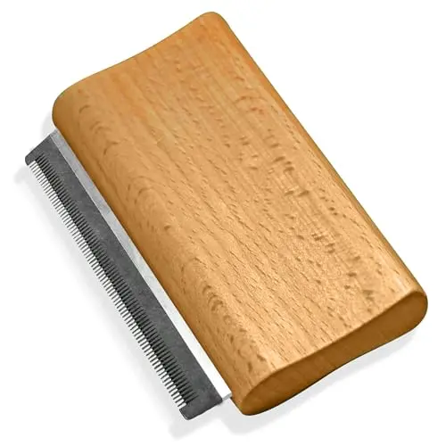 JoPets wooden-handled deshedding and dematting comb for pets