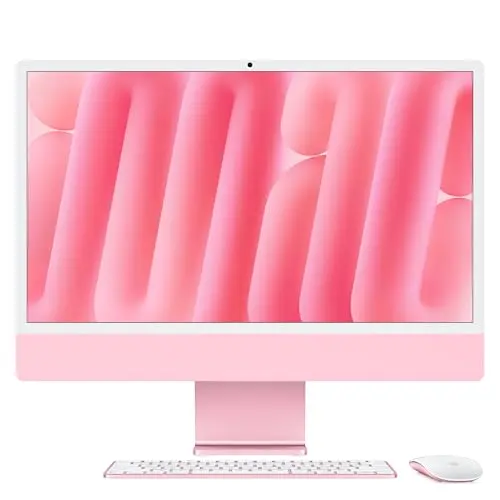 Apple 2024 iMac in Pink with 24-inch Retina display on a desk