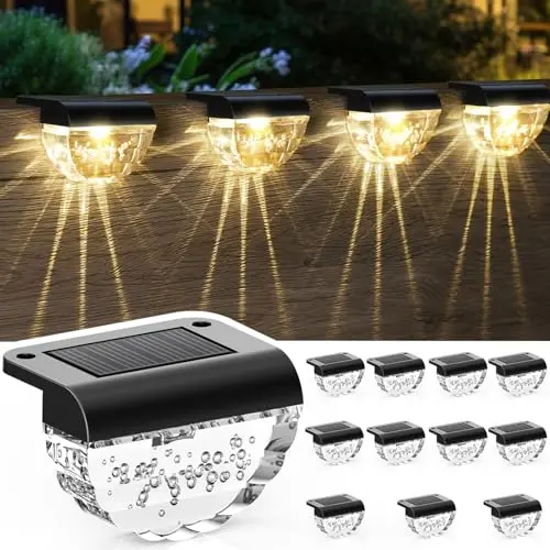 Melunar Solar Deck Lights with unique honeycomb pattern design emitting warm light