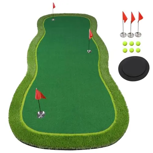BOBURN professional golf putting green mat with three holes