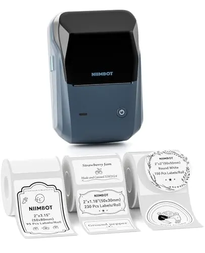 NIIMBOT B1 blue Bluetooth label maker machine with tape