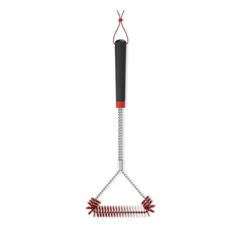 Weber Cold Clean 18-inch grill brush with red plastic handle and nylon bristles