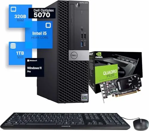 Dell Optiplex 5070 tower desktop computer with dedicated NVIDIA Quadro graphics card