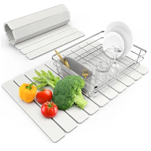 DK177 White 24x16 inch large stone drying mat for kitchen counter