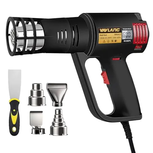 Vaylang digital display heat gun showing LCD screen and nozzles