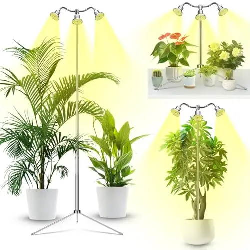 Yiyehu Three-Head Grow Light on a detachable aluminum tripod stand