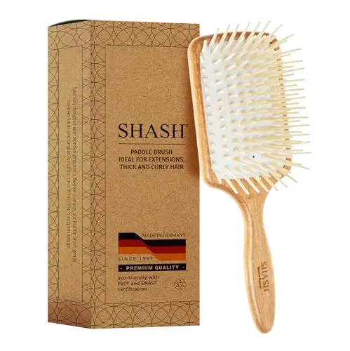 SHASH wooden paddle brush with long, widely spaced pins