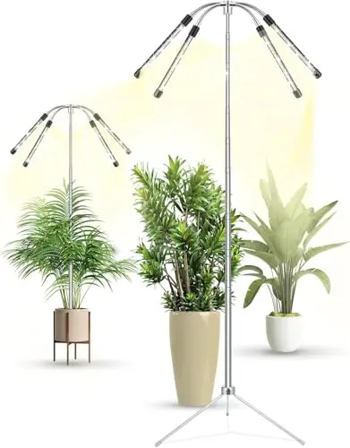 Yiyehu Four-Head Grow Light with a tall, adjustable tripod stand