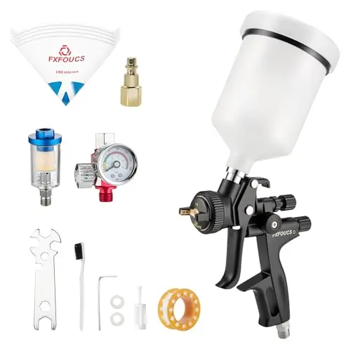 FXFOUCS HVLP spray gun with brass air cap and stainless steel nozzle