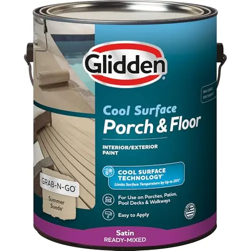 Glidden Porch and Floor paint with Cool Surface Technology in a one-gallon Summer Suede can