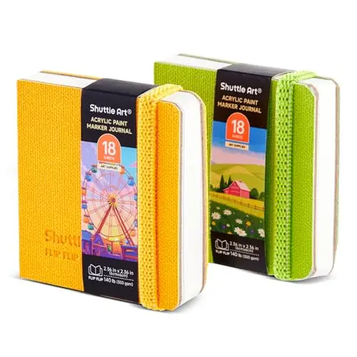 Shuttle Art 2-pack of tiny square journals for acrylic markers