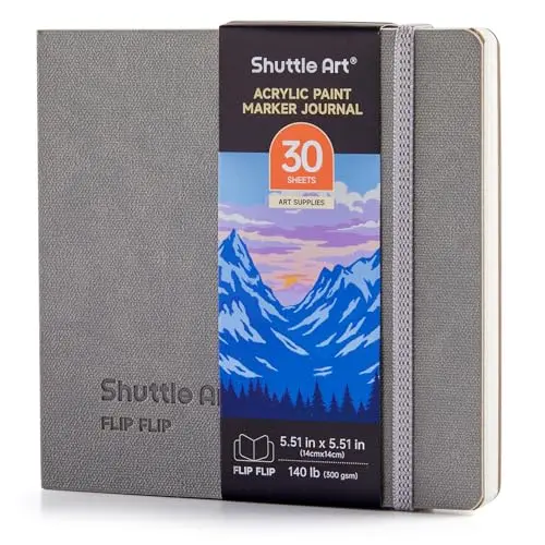 Shuttle Art square watercolor journal for acrylic paint markers